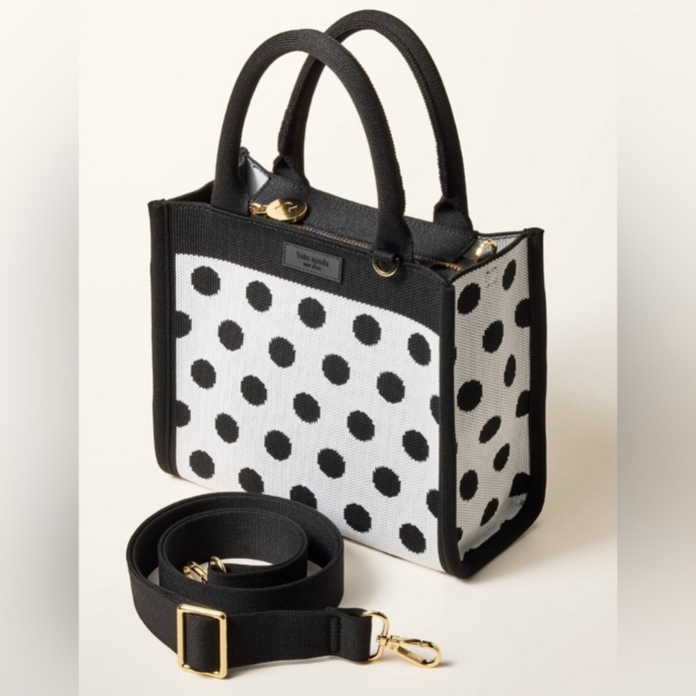 kate spade Black and White Polka Dot Crossbody Tote - Picture 3 of 3